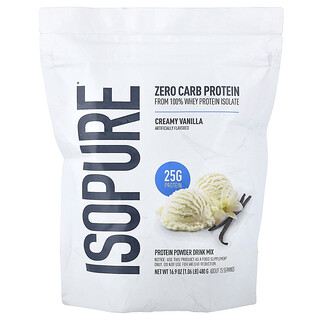 Isopure, 零碳水化合物蛋白质粉混合饮品，奶油香草味，1.06 磅（480 克）