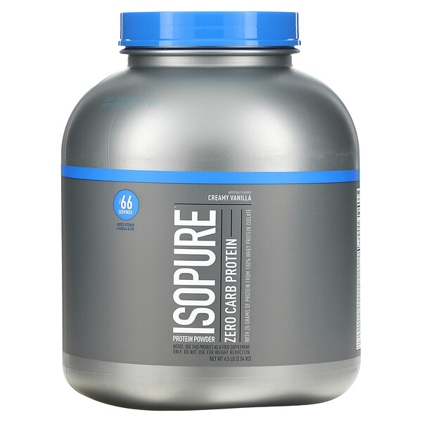 Isopure‏, مسحوق بروتين، خالٍ من الكربوهيدرات، بطعم الفانيليا الكريمية، 4.5 رطل (2,04 كجم)