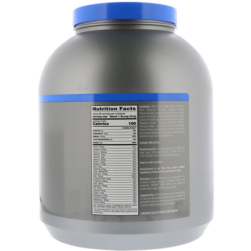 Isopure, Zero Carb, Protein Powder, Creamy Vanilla, 4.5 lb (2,04 kg