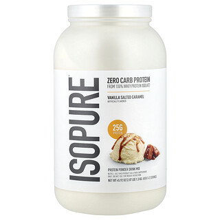 Isopure, Proteína sin carbohidratos en polvo, Vainilla y caramelo salado, 1,3 kg (2,87 lb)