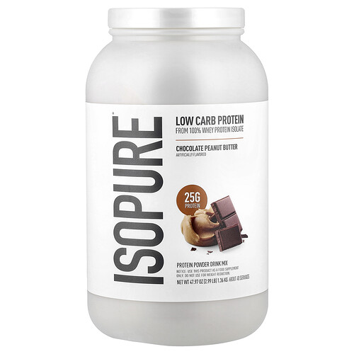 Isopure, Kohlenhydratarmes Proteinpulver, Schokoladen-Erdnussbutter, 1,36 kg