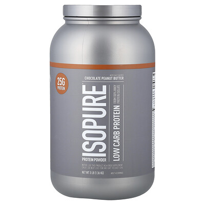 Isopure, IsoPure, Proteína en Polvo, Baja en Carbohidratos, Mantequilla de Maní y Chocolate, 3 lbs (1.36 kg)