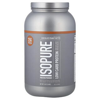 Isopure, IsoPure, Proteína en Polvo, Baja en Carbohidratos, Mantequilla de Maní y Chocolate, 3 lbs (1.36 kg)