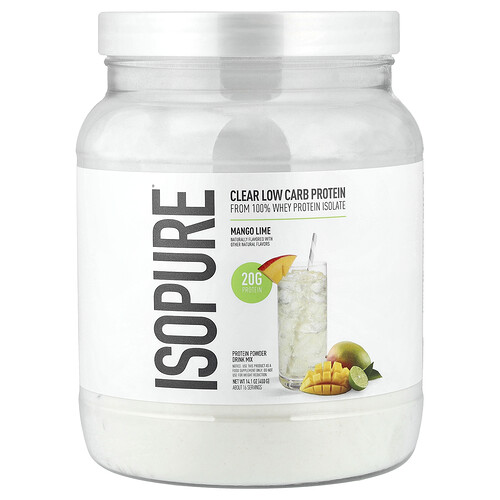 Isopure, Clear Low Carb Protein Powder, niedriges Carb-Proteinpulver, Mango-Limette, 400 g (14,1 oz.)