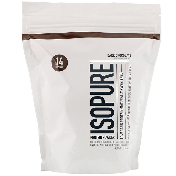 Isopure‏, مسحوق بروتين منخفض الكربوهيدرات، شيكولاتة داكنة، 1 رطل (454 كجم)