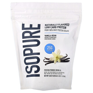 Isopure, 低碳水化合物蛋白质粉混合饮品，香草豆味，1 磅（454 克）