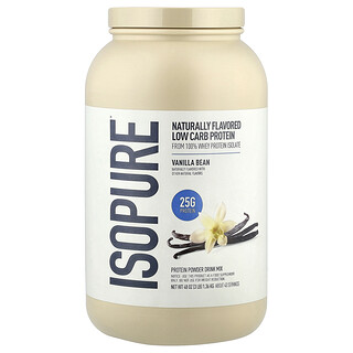 Isopure, Proteína en polvo con bajo contenido de carbohidratos, Vaina de vainilla, 1,36 kg (3 lb)