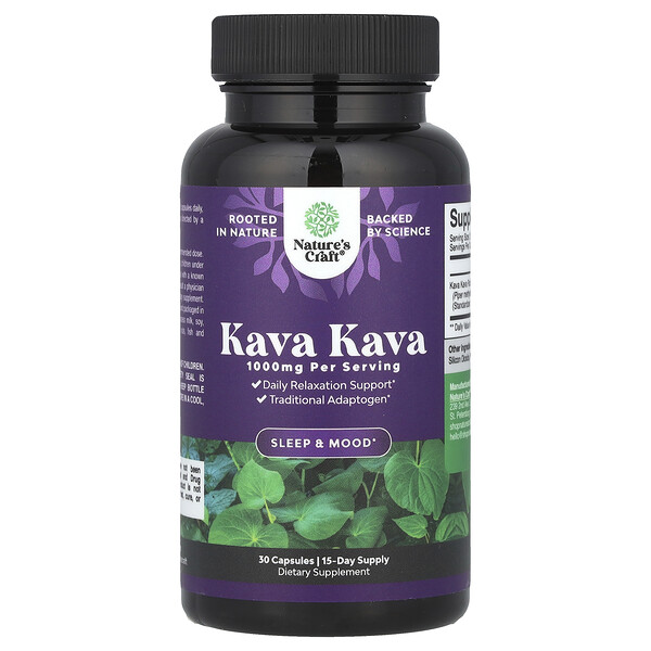 Nature's Craft Kava Kava, 30 Capsules (500 mg per Capsule)