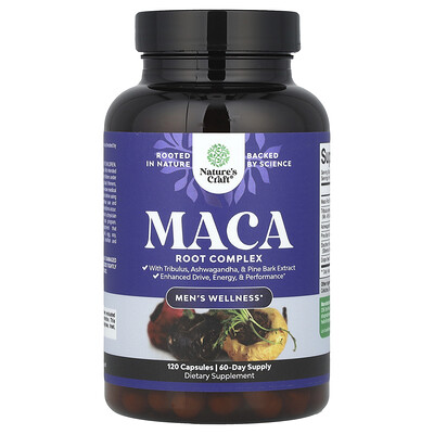Nature's Craft, Bienestar masculino, Complejo de raíz de maca, 120 cápsulas
