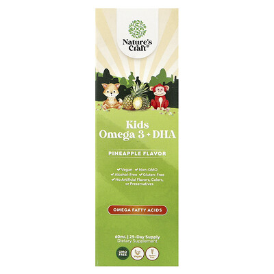 Nature's Craft, Omega-3 con DHA para niños, Piña, 60 ml (2 oz. líq.)