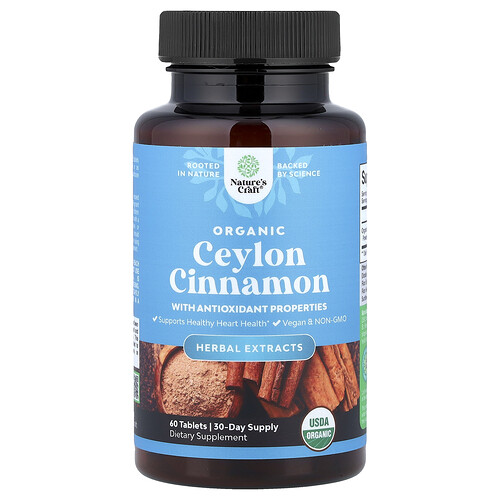 Nature's Craft, Organic Ceylon Cinnamon, 60 Tablets (500 mg per Tablet)