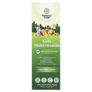 Nature's Craft, Kids Multivitamin, Şəkərsiz, Narıncı Rəngli, 60 ml
