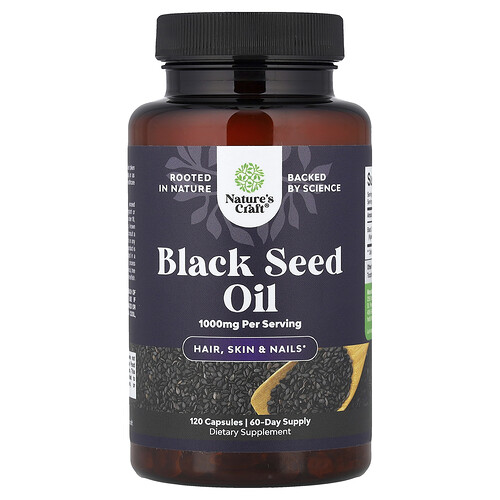 Nature's Craft, Black Seed Oil, Schwarzkümmelöl, 120 Kapseln (500 mg pro Kapsel)
