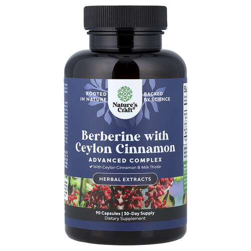Nature's Craft Berberine with Ceylon Cinnamon, 90 Capsules