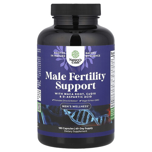 Nature's Craft Men's Fertility Capsules, CoQ10 Maca Root Methyl Folate & D-Aspartic Acid for Count Motility & Fertility Support, Nature's Craft