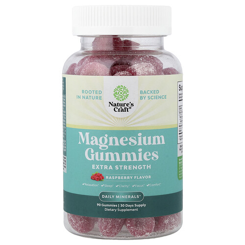 Nature's Craft Magnesium Gummies, Raspberry, 90 Gummies