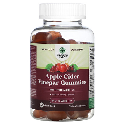 

Natures Craft Жевательные мармеладки с яблочным уксусом с мамой 60 жевательных таблеток