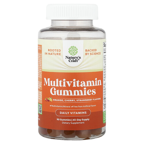 Nature's Craft, Multivitamin Gummies, Orange, Cherry, Strawberry, 90 Gummies