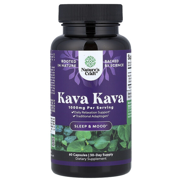 Nature's Craft Kava Kava, 60 Capsules (500 mg per Capsule)
