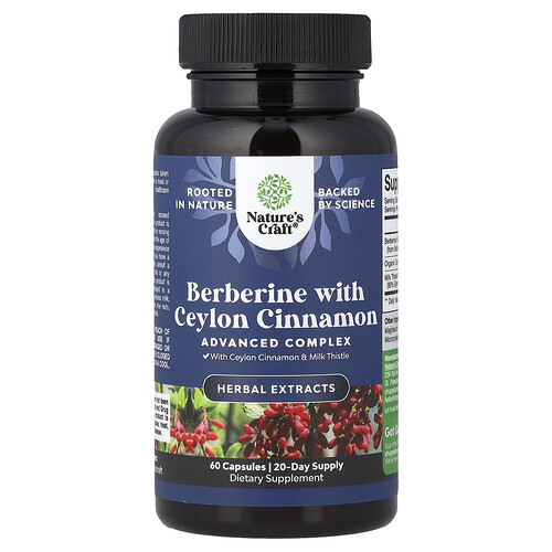 Nature's Craft Berberine with Ceylon Cinnamon, 60 Capsules