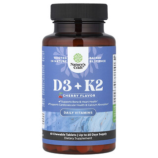 Nature's Craft, D3 и K2, вишня, 60 жевательных таблеток
