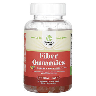 Nature's Craft, Fiber Gummies, Orange and Mixed Berry, 60 Gummies