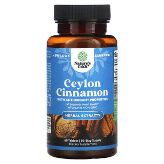 Nature's Craft, Canela de Ceilán, 60 comprimidos (500 mg por comprimido)