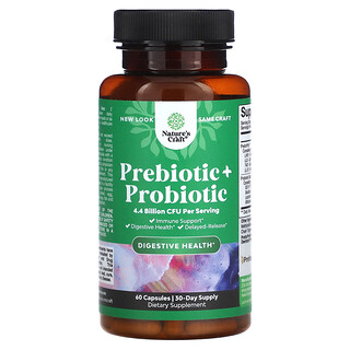 Nature's Craft, Prebiotika + Probiotika, 2,2 miljarder CFU, 60 kapslar