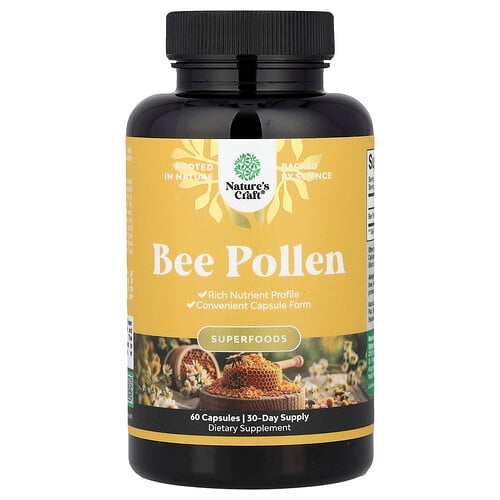 Nature's Craft, Bee Pollen, Bienenpollen, 60 Kapseln (500 mg pro Kapsel)