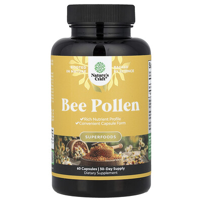 Nature's Craft, Polen de abeja, 60 cápsulas (500 mg por cápsula)