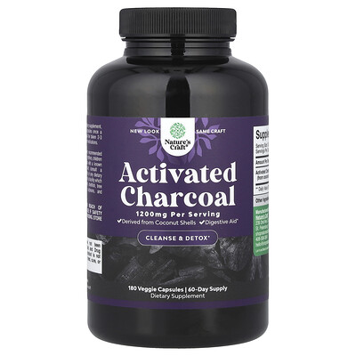 Product Image for Nature's Craft, Activated Charcoal, 180 Veggie Capsule (400 mg per Capsule)