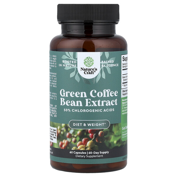 Nature's Craft Green Coffee Bean Extract , 60 Capsules (750 mg per Capsule)
