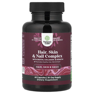 Nature's Craft, Hair, Skin & Nail Complex with Biotin, Collagen & Keratin, 60 Capsules