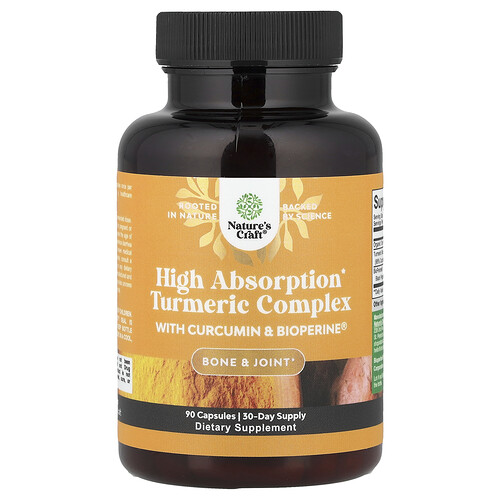 Nature's Craft, Kurkuma-Komplex mit hoher Absorption mit Curcumin & Bioperin®, 90 Kapseln