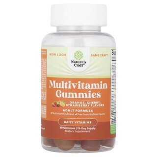 Nature's Craft, Gommes multivitaminées, Orange, cerise, fraise, 30 gommes