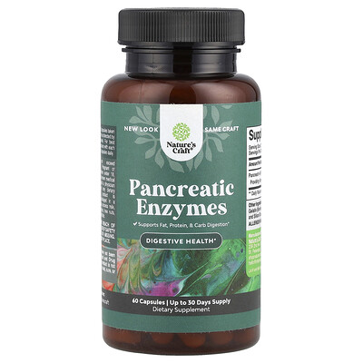 Nature's Craft, Enzimas pancreáticas, 60 cápsulas (325 mg por cápsula)