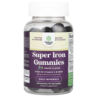Nature's Craft, Super Iron Gummies, Grape, 60 Gummies
