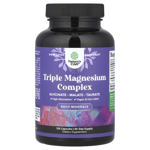 Nature's Craft Triple Magnesium Complex, 120 Capsules (133 mg per Capsule)