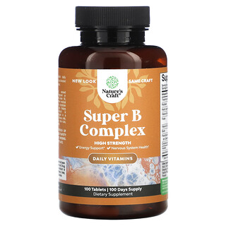 Nature's Craft, Super B Complex, комплекс витаминов группы B, высокая сила действия, 100 таблеток