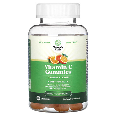 Nature's Craft Orange Vitamin C Gummies, 60 Gummies
