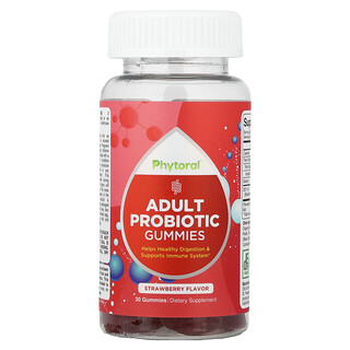 Phytoral, Gomas Probióticas para Adultos, Morango, 30 Gomas (8,35 mg por Goma)