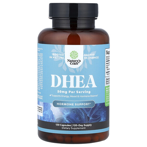 Nature's Craft Dhea Supplement 50mg - Dehydroepiandrosterone Capsules for Adults - 120 Count