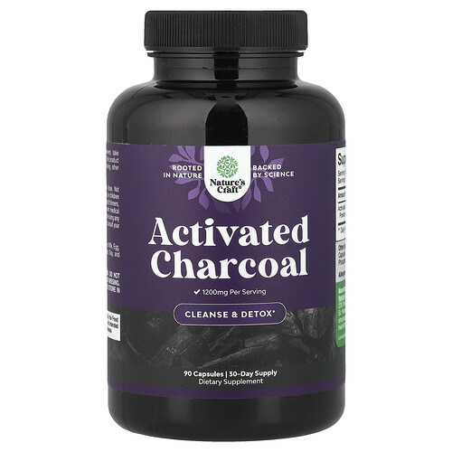 Nature's Craft, Activated Charcoal, Aktivkohle, 90 Kapseln (400 mg pro Kapsel)