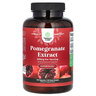 Nature's Craft, Extracto de granada, 500 mg, 120 cápsulas