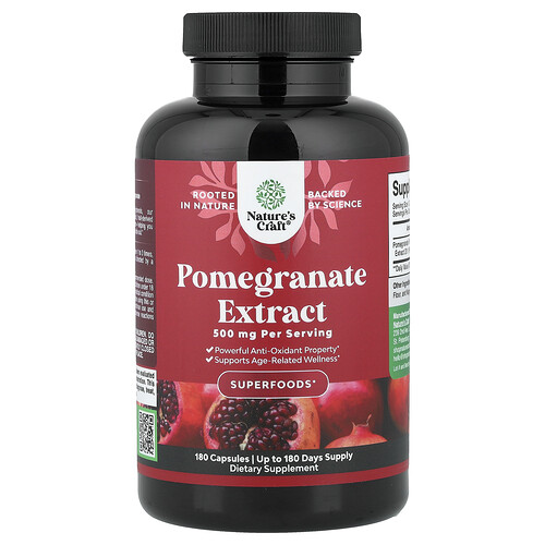 Nature's Craft, Pomegranate Extract , 500 mg , 180 Capsules