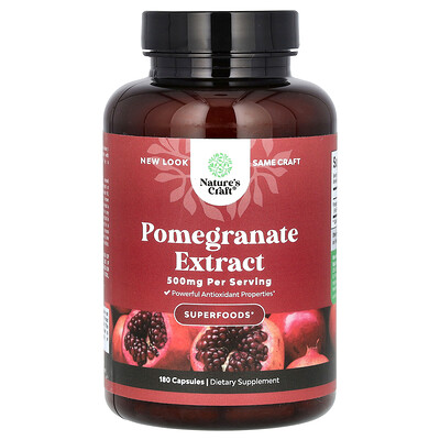 Nature's Craft, Extracto de granada, 500 mg, 180 cápsulas