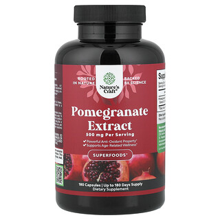 Nature's Craft, Granaatappelextract, 500 mg, 180 capsules