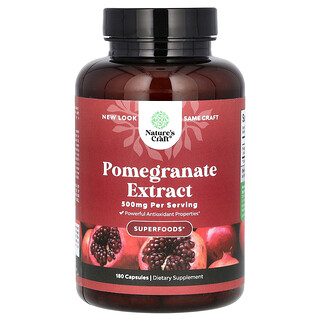 Nature's Craft, Extrato de Romã, 500 mg, 180 Cápsulas