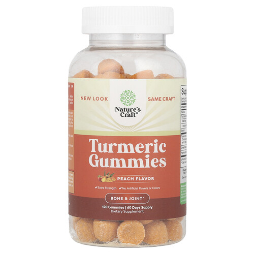 Nature's Craft Turmeric Gummies, Peach, 120 Gummies