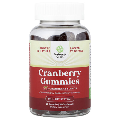 Nature's Craft, Gomitas de arándano rojo, Arándano rojo, 60 gomitas (250 mg por gomita)